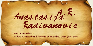 Anastasija Radivanović vizit kartica